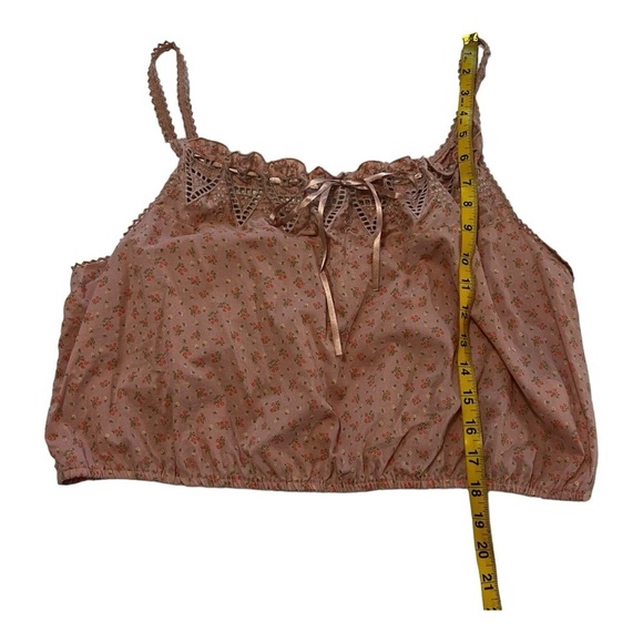 Lucky Brand Lace Detail Spaghetti Strap bow tie Top Shirt XL Cropped Floral Boho - Picture 10 of 15